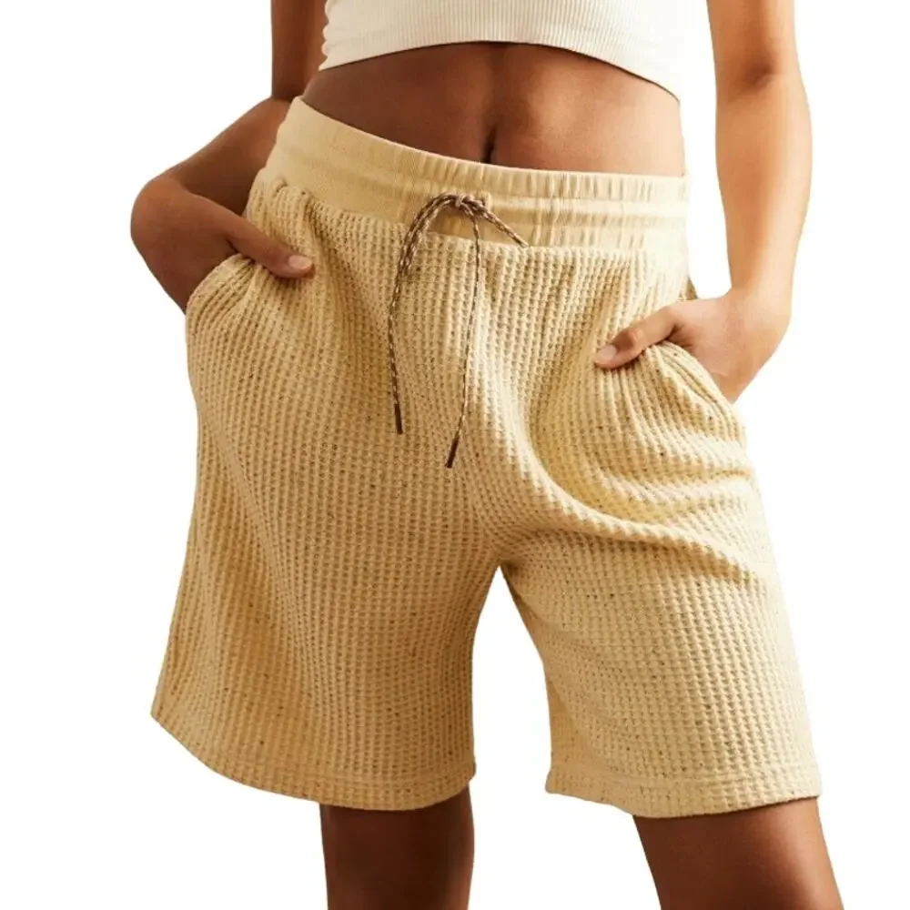 Urban Outfitters XS Out From Under Dani Waffle Relaxed Shorts Cream Lounge